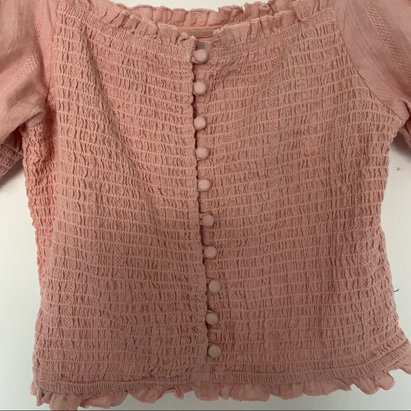 NWOT Abound Smocked Puff Sleeve Skimmer Blouse Pink Smoke - SIZE M - Picture 5 of 7